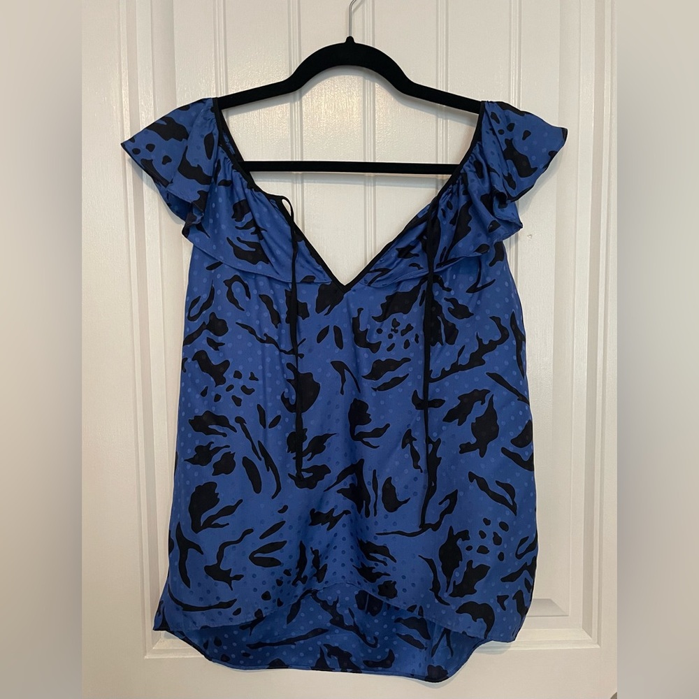 Yumi Kim / Silk Blouse / Black & Blue / XS